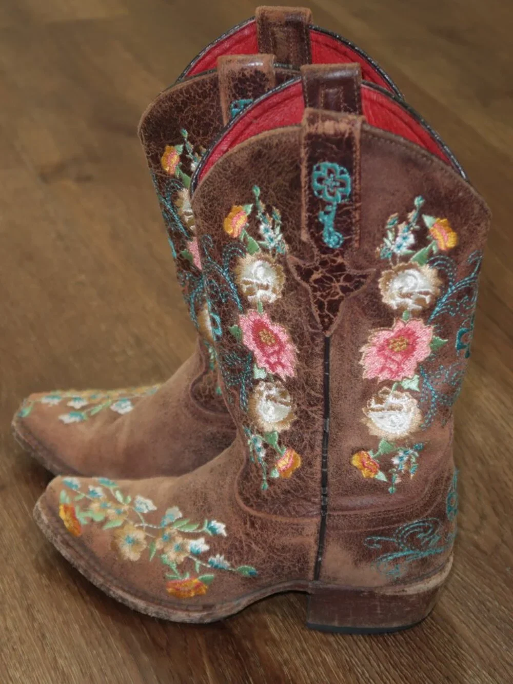 Girls Macie Bean Rose Garden Western Embroidered Floral Cowgirl Boots size 12
